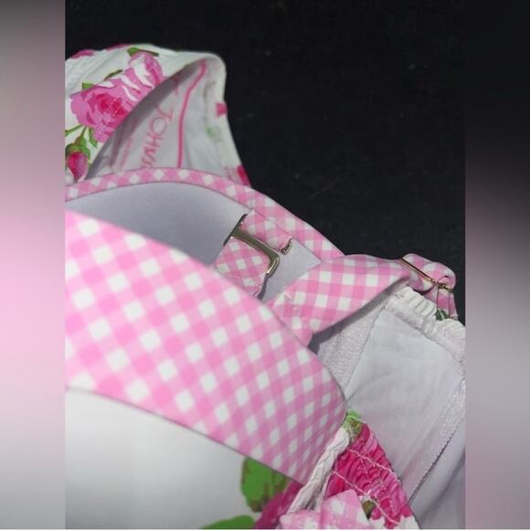 NEW BETSEY JOHNSON LOVE ALWAYS PRINT WHITE PINK ROSES ONE PEICE SWIMSUIT SZ M - Picture 8 of 13